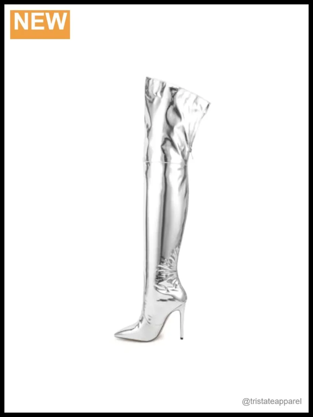 Over the Knee High Boots Women Stiletto Heels Pointed Toe Back Zipper PU